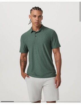 Vuori Strato Tech Polo Shirt Green Athletic Fit Stretch Performance v188 Sz L